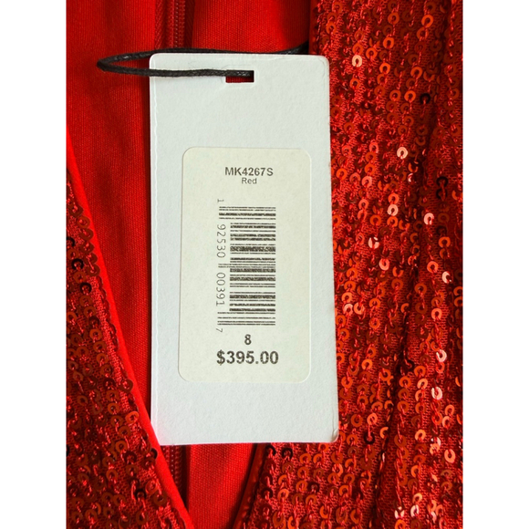 One33 Social Red Sequin Tiered Long Sleeve Mini Dress Size 8 NWT $395 - Picture 5 of 10